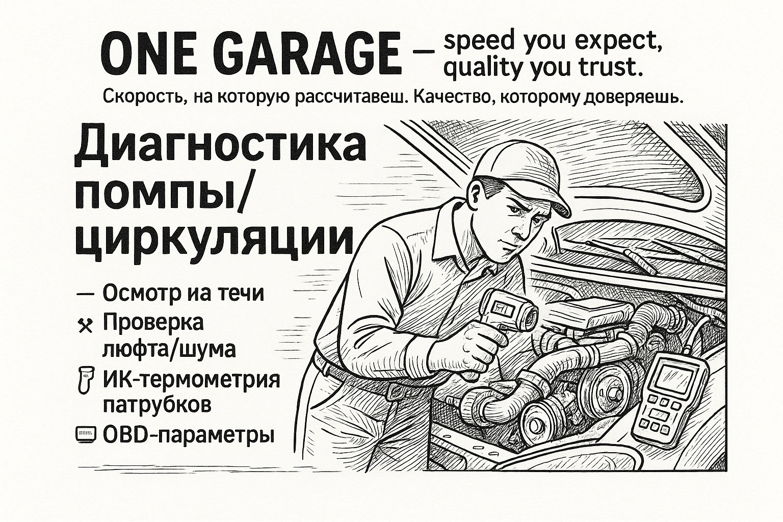 Диагностика помпы и системы охлаждения