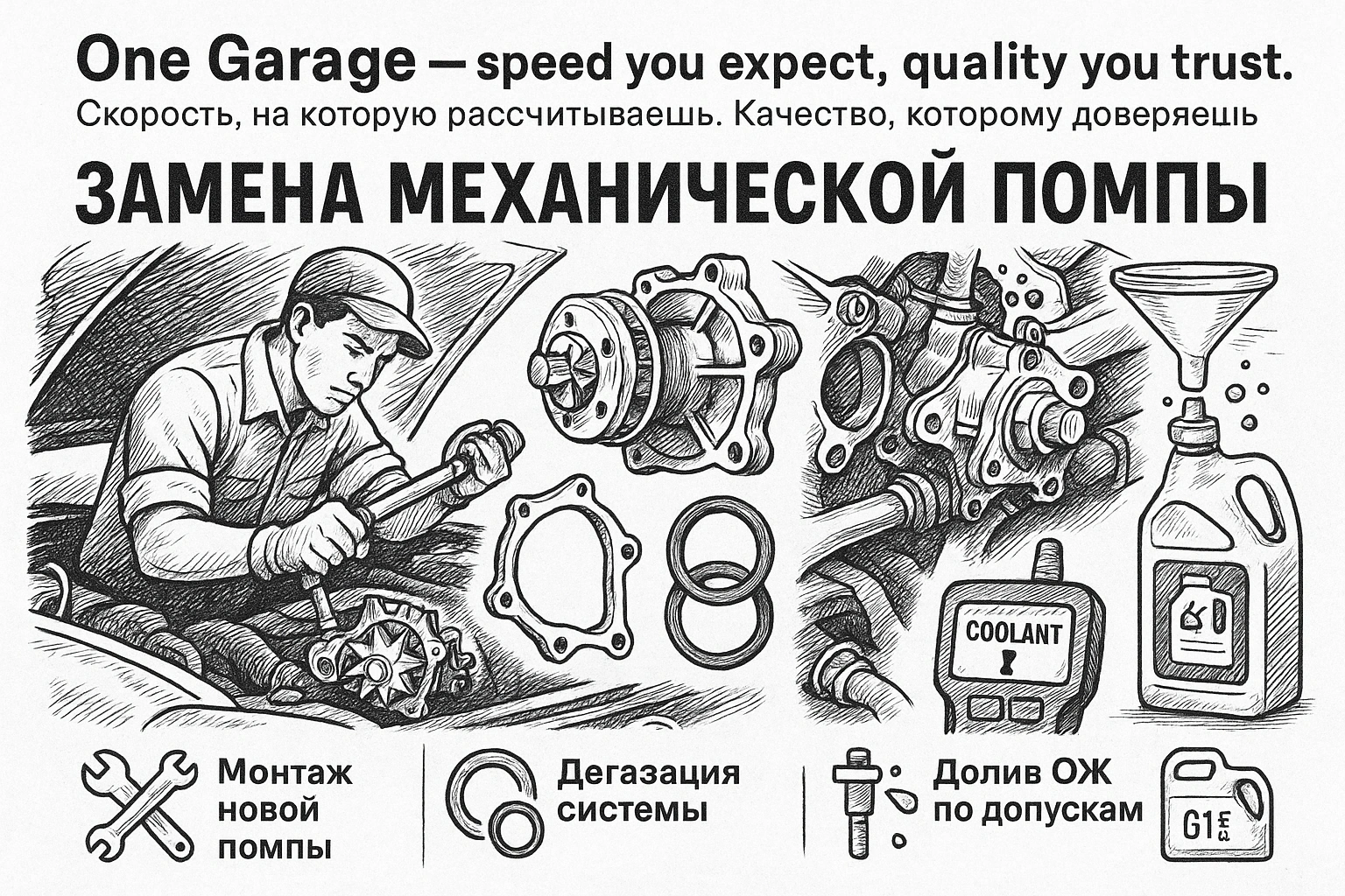 Замена механической помпы (водяного насоса)